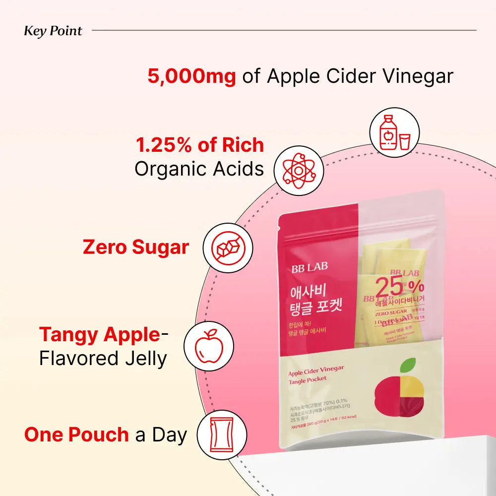 Apple Cider Vinegar Tangle Pocket Jelly, 20g x 14 packs, 1/2/3/4 boxes BB LAB
