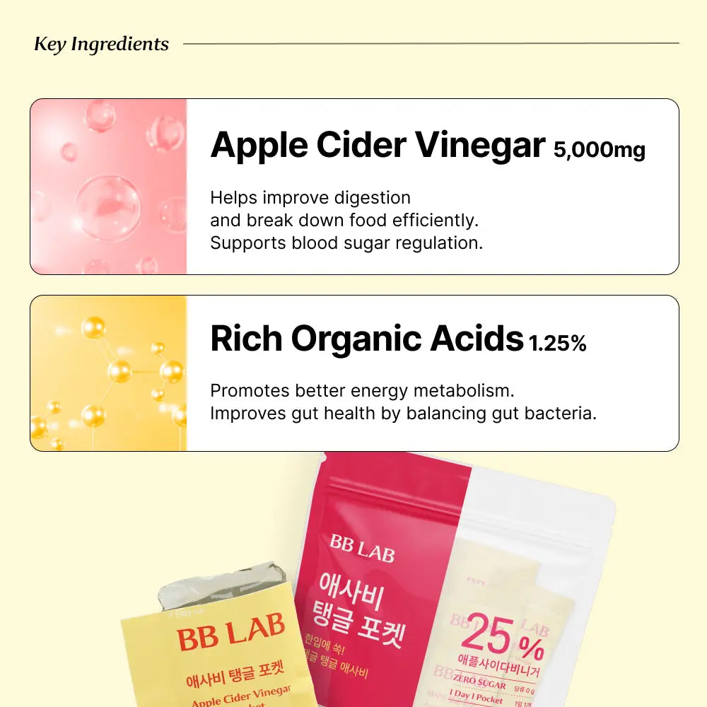 Apple Cider Vinegar Tangle Pocket Jelly, 20g x 14 packs, 1/2/3/4 boxes BB LAB