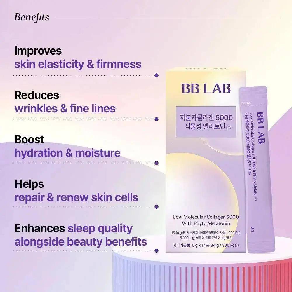 BB LAB Skin Health Low Molecular Collagen 5000 With Phyto Melatonin, 6g x 14 sticks
