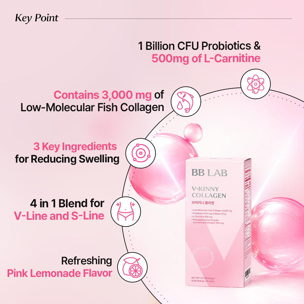V-Kinny Debloat Collagen, 8g x 15 sticks, 1/2/3/4 boxes BB LAB