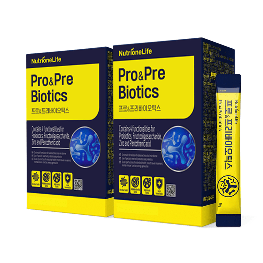 BB LAB Gut Health [Bundle] Pro&Prebiotics, 1 Billion CFU Multi-Strain Probiotics, 30 sticks x 2box