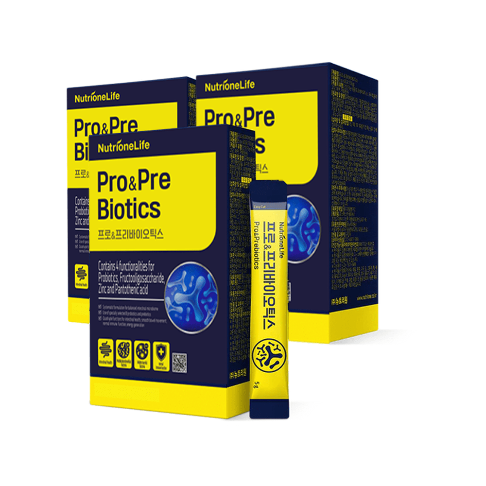 BB LAB Gut Health [Bundle] Pro&Prebiotics, 1 Billion CFU Multi-Strain Probiotics, 30 sticks x 3box